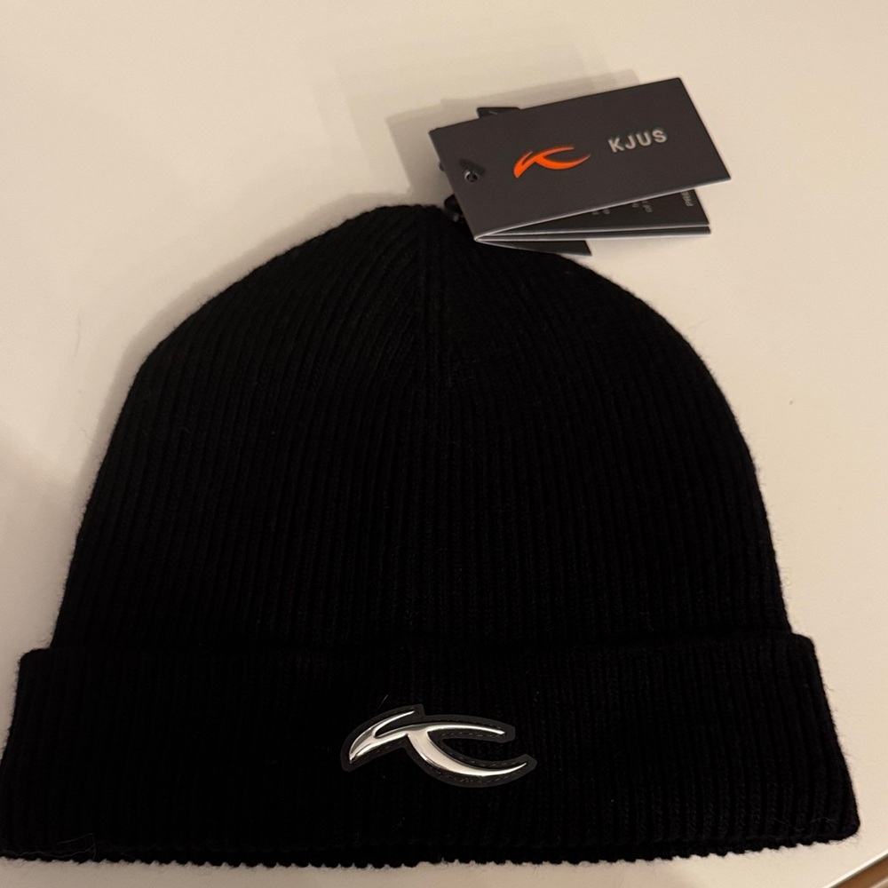 KJUS Black Ribbed Knit Wool Beanie Hat